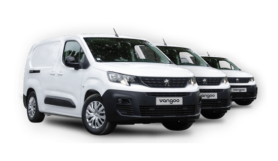 Three Vangoo-branded panel vans